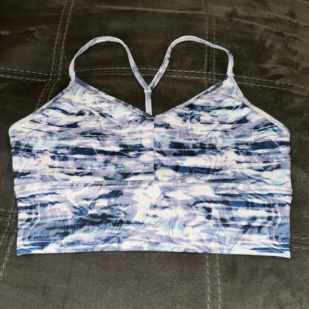 Gaiam Sports Bra/Athletic Yoga Tie Dye Swirl Blue and White Tank Top Size Medium